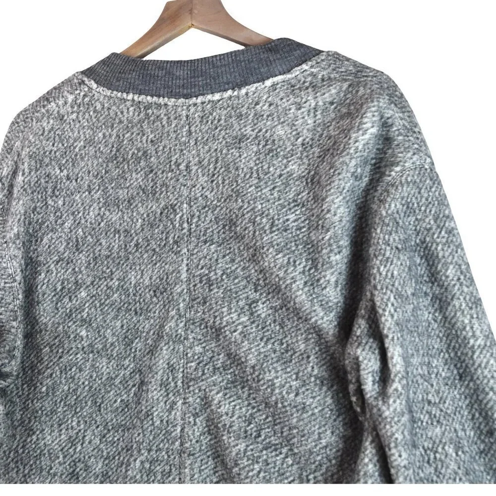 MNG Grey Knit Longline Bomber Jacket Coat M Felted Fabric